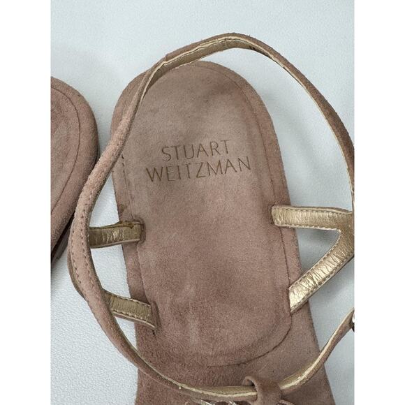 Stuart Weitzman Sandals Womens Size 7.5 Tassel Suede Leather Flat Shoes - Picture 3 of 12